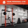 RitFit Multi-Functional Folding Squat Rack for Home Gym, 2.36'' x 2.36'' Wall Mounted Squat Rack with Attachments - Space Saving Squat Power Rack, Orange view 3