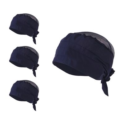 3Pcs Chef Hat Mesh Cap Cooking Hair Nets Kitchen Head Cover Wrap Bandana Do-rag Navy