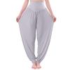 Women Pants High Waisted Yoga Pants Hippie Pants Boho Beach Plus Size Palazzo Pants Yoga Pants Closing Small (Grey, M) view 1