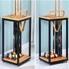 GLWJXSD Billiard Pool Cue Rack Wooden Pool Cues Racks, Display Floor Pool Cue Storage Stand Holds 8 Cues, Pool Rack Holder for Fishing Rod Golf Club Billiards Stick Holder view 4
