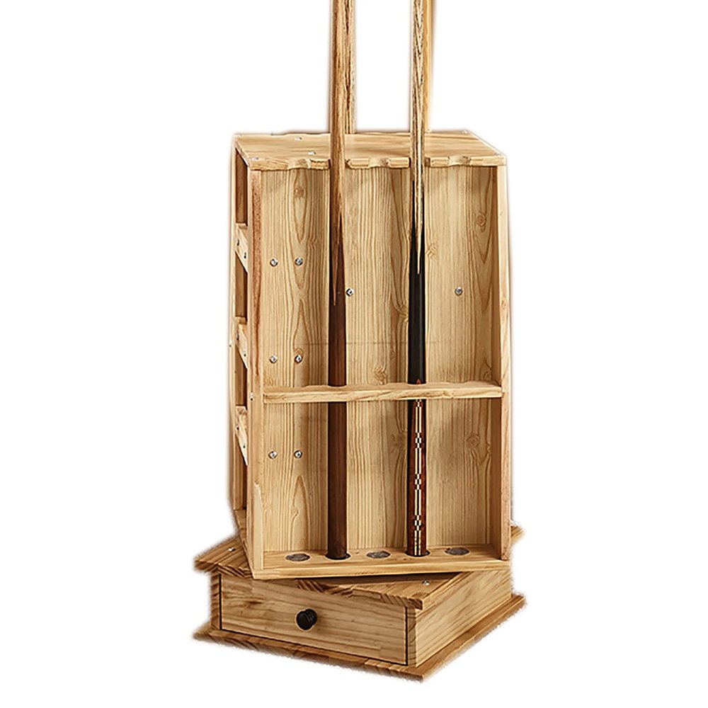 GLWJXSD Billiard cue Holder Revolving Billiard Cue Holder, Vintage Style Pool Cue Racks with Case, for Game Room/Pool Room/Lounge, Easily Movable