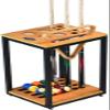 GLWJXSD Billiard Pool Wood Rack Holder for Snooker- Supplies Floor Stand,8 Clubs,4 Drinking Glasses 1 Triangle and Ball Position,Iron Frame Structure view 1