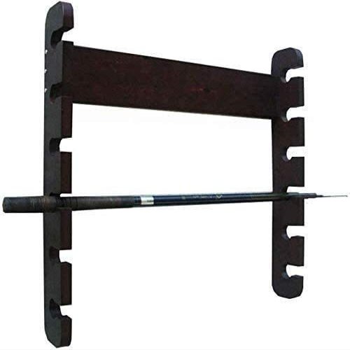 GLWJXSD Pool Cue Rack, 6 Holes Wall-Mounted Display Stand,for Family Billiard Room Wood Billiard Supplies/Black