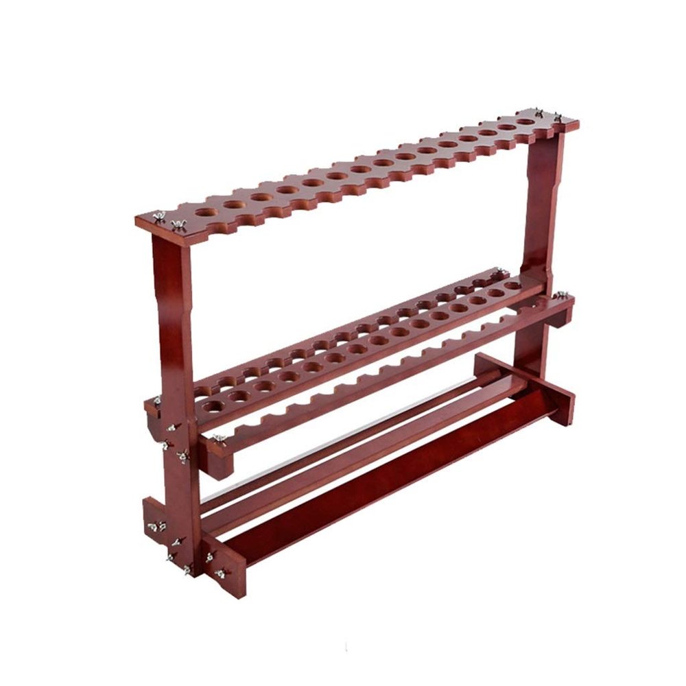 GLWJXSD Porous Billiard Frame, Multifunction Wood Rack Snooker Club Fishing Rod Display Stand, 47 holes