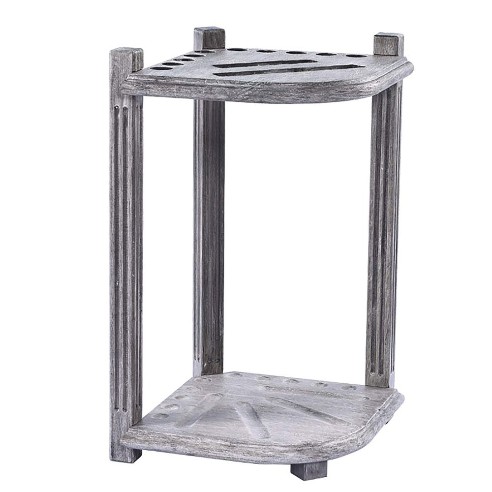 GLWJXSD Billiard Pool Cue Rack Corner Floor Pool Stick Holder Holds 10 Cues, Antique Gray Cue Holder Display Stand for Corporate Club, Game Room 27.5 Inch Tall/Grey/39X39X70Cm