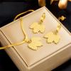 NineFit Basics 316L Stainless Steel Gold Color Maple Leaf Pendant Necklace Earrings For Women Non-fading Jewelry Set (Necklace) view 2