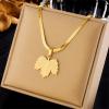 NineFit Basics 316L Stainless Steel Gold Color Maple Leaf Pendant Necklace Earrings For Women Non-fading Jewelry Set (Necklace) view 3
