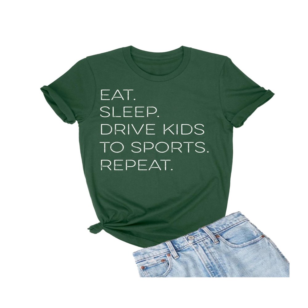 5X-Large Forest Green Mens Eat Sleep Drive Kids to Sports Repeat Funny Mom T-Shirt