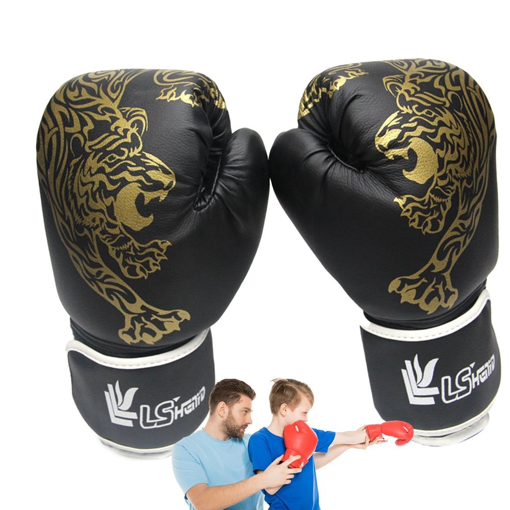 1/4 Pairs Boxing Gloves | Adult Boxing Gloves | Children Boxing Gloves, Kids PU Leather Tiger Printed Fight Gloves, Heavy Bags Boxing Gloves, Match Hand Protector Fitness Sports Gloves for Men