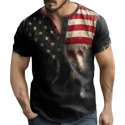 Polo Shirts for Men Short Sleeve Independence Day American Flag Print Patriotic Polo Shirt Short Sleeve Military Tactical Tees