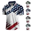 QWENTMTNTY Men's Golf Shirts Short Sleeve Patriotic Shirts for Men Big and Tall Distressed 1776 Shirts Slim Fit Mens American Flag Tshirt view 2