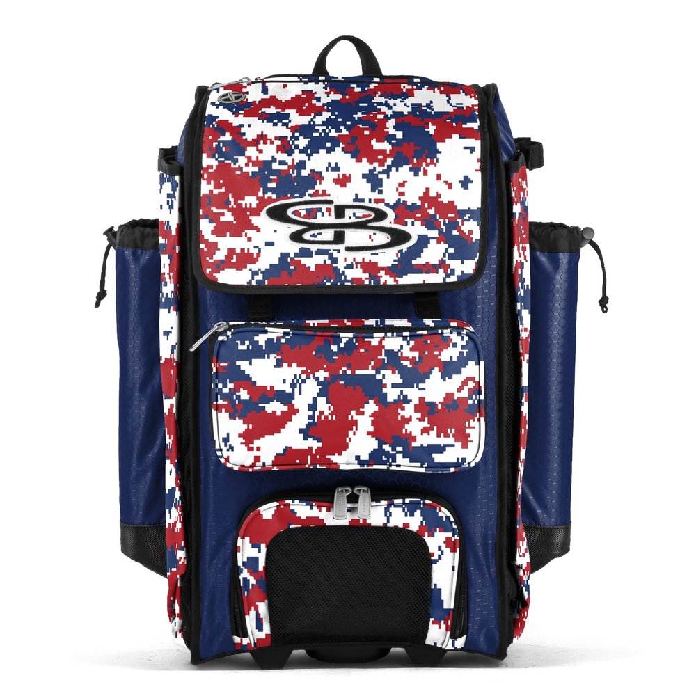 Boombah Catchers Superpack Hybrid Digital Camo Bat Bag PS-9060-3000C23 Royal/Red - Wheeled & Backpack Version