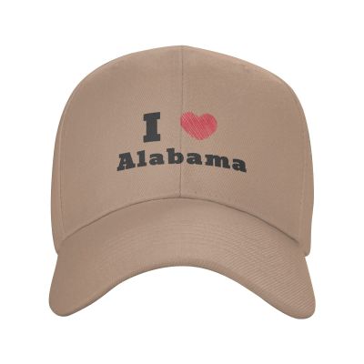 BASTU I Love Alabama Baseball Cap for Men Women Dad Hat Classic Adjustable Golf Hats Natural