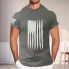 QWENTMTNTY Independence Day Shirts for Men Big and Tall Athletic Slim Fit Stars Stripes Shirt Summer Casual 4Th of July T-Shirts Outfits Grey view 2