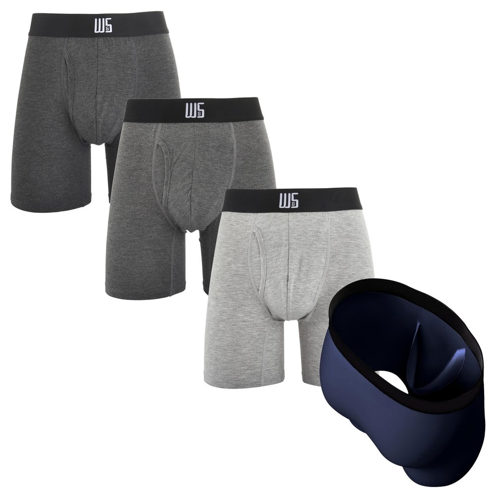 Warriors & Scholars Chafe Safe Pouch Modal Boxer Briefs For Men Pack, Ultra Soft, Breathable Quick Dry, Moisture-Wicking, Buldge Enhancing Mens Underwear, 105 M