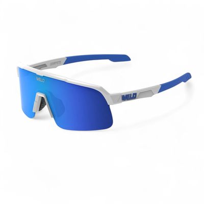 VELO Slider Gen2 Baseball/Softball Sunglasses By Jax at The Bullpen Training (White/Hyper Blue, Sml Adlt/Youth)