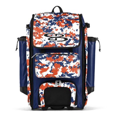 Boombah Catchers Superpack Hybrid Digital Camo Bat Bag PS-9060-3000C23 Royal/Orange - Wheeled & Backpack Version