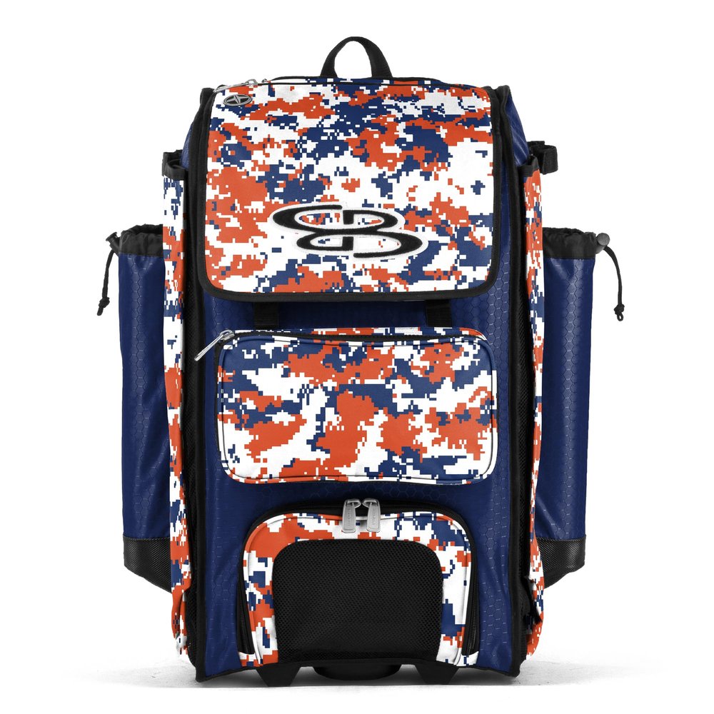 Boombah Catchers Superpack Hybrid Digital Camo Bat Bag PS-9060-3000C23 Royal/Orange - Wheeled & Backpack Version