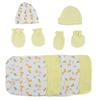 Bambini CS-0029 Caps Mittens & Washcloths White & Yellow - Newborn - 8 Piece view 1