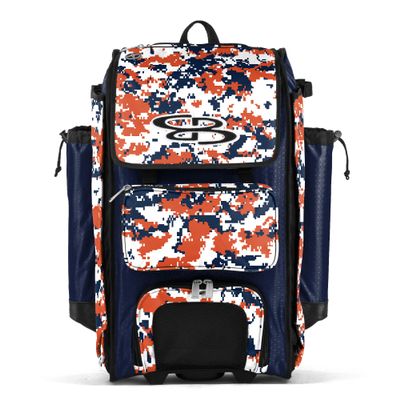 Boombah Catchers Superpack Hybrid Digital Camo Bat Bag PS-9060-3000C23 Navy/Orange - Wheeled & Backpack Version