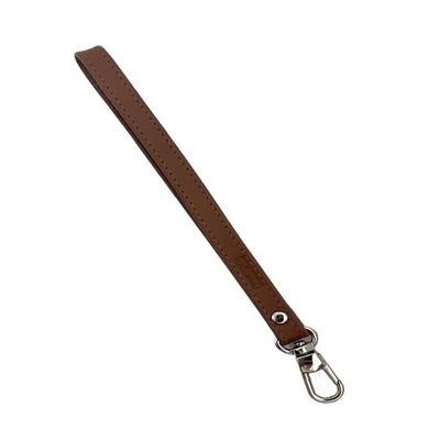 Alban Leather Wrist Strap for Wallet, Clutch, Keys, Wristlet Purse, Keychain for Women and Men - Genuine Brown Leather Strap with Silver Metal Clasp