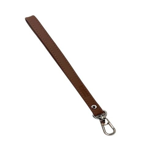 Alban Leather Wrist Strap for Wallet, Clutch, Keys, Wristlet Purse, Keychain for Women and Men - Genuine Brown Leather Strap with Silver Metal Clasp