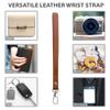 Alban Leather Wrist Strap for Wallet, Clutch, Keys, Wristlet Purse, Keychain for Women and Men - Genuine Brown Leather Strap with Silver Metal Clasp view 2