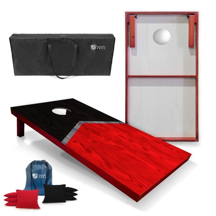 Tailgating Pros Regulation Cornhole Boards - 4'x2' Stained Two Tone Set - Includes 8 Bean Bags w/Tote and Carrying Case