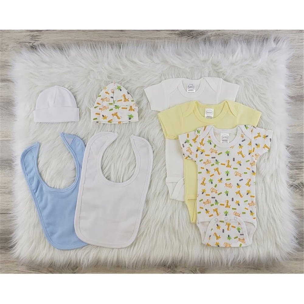 Bambini LS-0557S Layette Baby Clothes Set - White Blue & Yellow - Small - Pack of 3