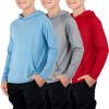 Liberty Imports 3-Pack Youth Boys Teen Dry-Fit Hoodies Long Sleeve Athletic Pullover Sweatshirts Lightweight Activewear (Set 3, Medium) view 1