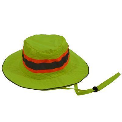 212 Main LRH-FB-S-M High Vis Ranger Style Full Brimmed Hats Lime with Orange Contrast Binding & Silver Reflective Tape Small & Medium