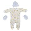 Bambini CS-0033 Sleep-n-Play Cap & Mittens White & Yellow - Newborn - 3 Piece view 1