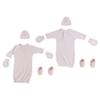 Bambini CS-0066 Gown Cap Mittens & Booties Pink - Preemie - 8 Piece view 1