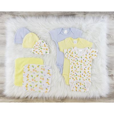 Bambini LS-0556NB Layette Baby Clothes Set - White Blue & Yellow - Newborn - Pack of 3