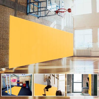 PROGOAL 60" x 20" x 2" Gym Wall Padding Basketball Court Wall Mats Athletes Protector,Removable High Elasticity Tear-Resistant 2" Thick Foam High-Density Wall Pads for Safty(Yellow)