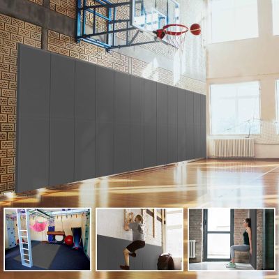 PROGOAL 60" x 24" x 2" Gym Wall Padding Basketball Court Wall Mats Athletes Protector,Removable High Elasticity Tear-Resistant 2" Thick Foam High-Density Wall Pads for Safty(Dark Grey)