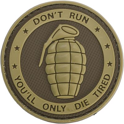 Evike - Matrix Don't Run, You'll Only Die Tired PVC IFF Hook and Loop Patch (Color: Tan)