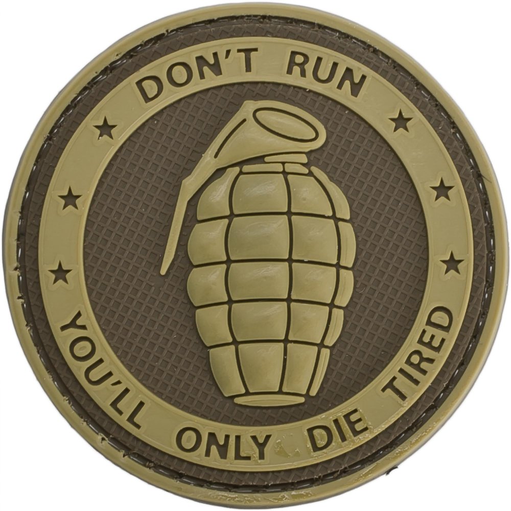 Evike - Matrix Don't Run, You'll Only Die Tired PVC IFF Hook and Loop Patch (Color: Tan)