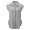 Akklian Short Sleeve Tops for Women Dressy Casual Short Sleeve Trendy Collared Button Shirt Solid V-Neck Loose T-Shirt Blouse view 4