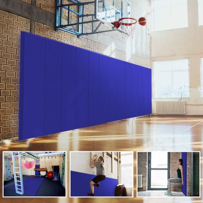 PROGOAL 60" x 20" x 4" Gym Wall Padding Basketball Court Wall Mats Athletes Protector,Removable High Elasticity Tear-Resistant 2" Thick Foam High-Density Wall Pads for Safty(Blue)