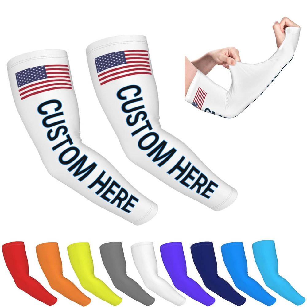 YRMZPPJW Custom Arm Sleeve Personalized Add Your Image Text Logo Elastic Breathable Outdoor Sports Sun Protection Arm Sleeves