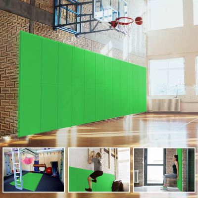 PROGOAL 60" x 20" x 2" Gym Wall Padding Basketball Court Wall Mats Athletes Protector,Removable High Elasticity Tear-Resistant 2" Thick Foam High-Density Wall Pads for Safty(Light Green)