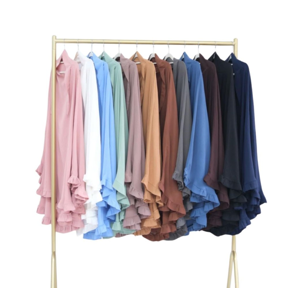 Boedaty Ramadan Eid Prayer Garment Long Khimar Hijab Scarf Wrap with Flounces Abaya Jilbab Muslim Islam for Women