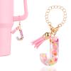 DECZHIYU Letter Charms Accessories for Stanley Cup, Initial J Charm for Stanley 30 40oz Tumbler with Letter&Tassel, Glitter Charms for Stanley Cup Accessories, Initial Keychain Gifts for Women view 1