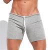Men's Casual Knit Workout Attire Elastic Waist Drawstring Jogging Summer Beach Sweat Shorts with Pockets Grey view 2
