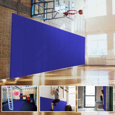 PROGOAL 72" x 20" x 2" Gym Wall Padding Basketball Court Wall Mats Athletes Protector,Removable High Elasticity Tear-Resistant 2" Thick Foam High-Density Wall Pads for Safty(Blue)