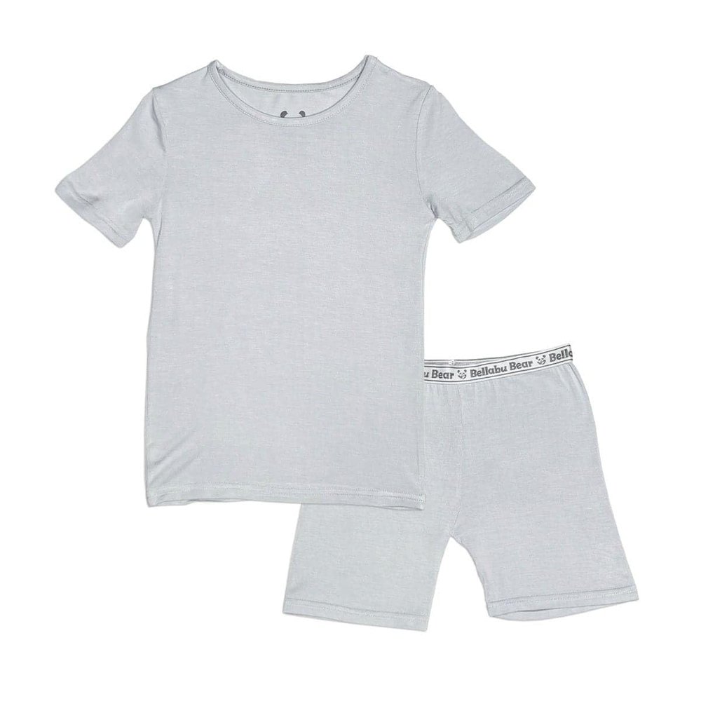 Bellabu Bear Kids Shorts Set for Boys & Girls, Matching Family Pajamas, Rayon from Bamboo (as1, age, 4_years, Cloud Grey)