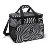 Cooler Bag Large Lunch Bag with Double Zipper Balck and White Illusion Insulated Grocery Bag Reusable Lunch Box for Camping Beach view 1