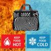 Cooler Bag Large Lunch Bag with Double Zipper Balck and White Illusion Insulated Grocery Bag Reusable Lunch Box for Camping Beach view 3