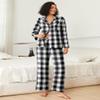 Ekouaer Womens Pajama Sets 2 Piece Cotton Plaid Pjs Long Sleeve Sleepwear Button Down Lounge Set with Pockets view 2
